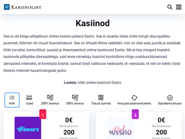 Kasiinolist