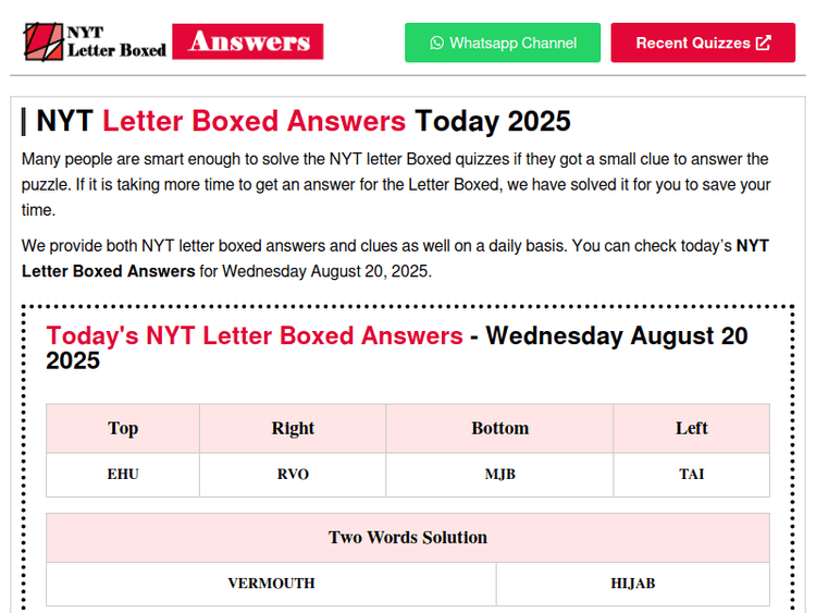 Nytletterboxedanswers