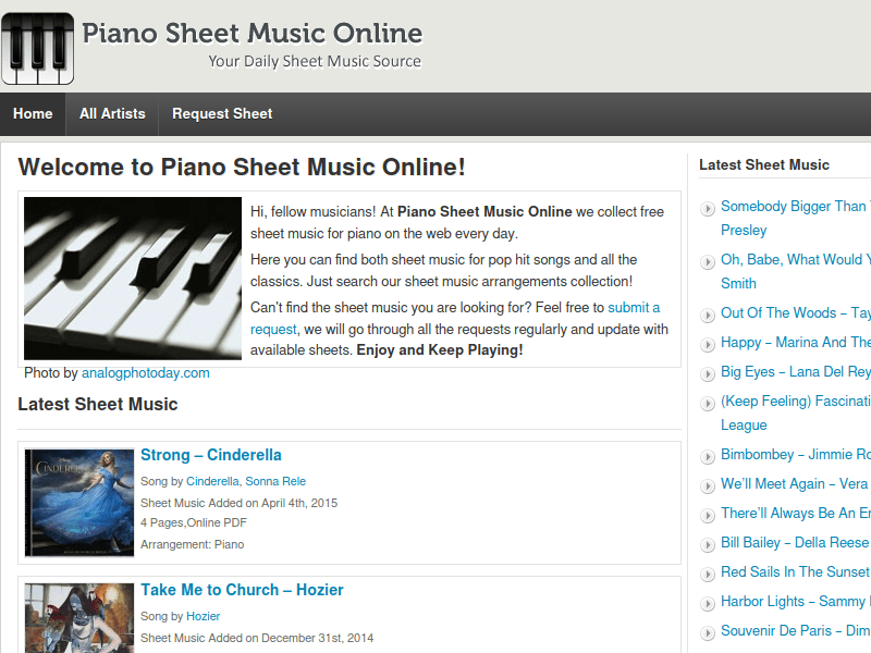 Pianosheetmusiconline