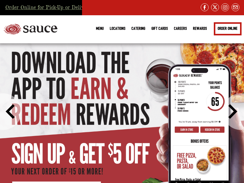 Saucepizzaandwine