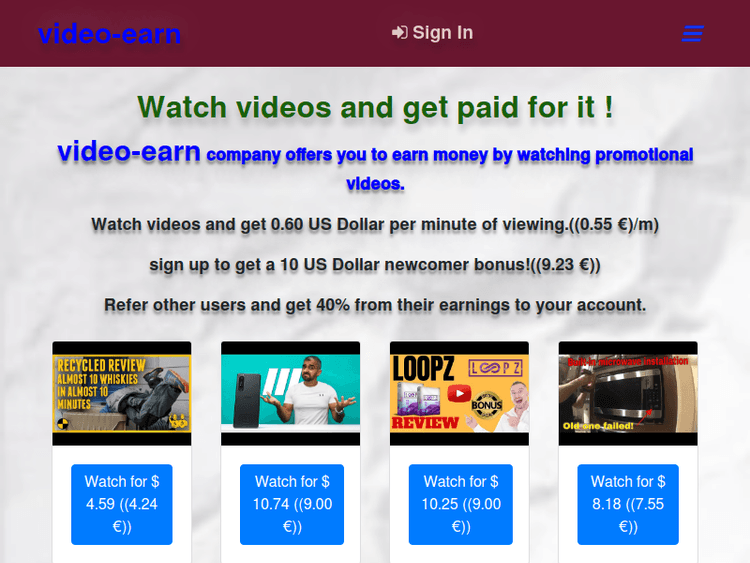 Video-earn