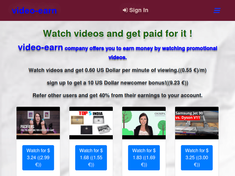 Video-earn